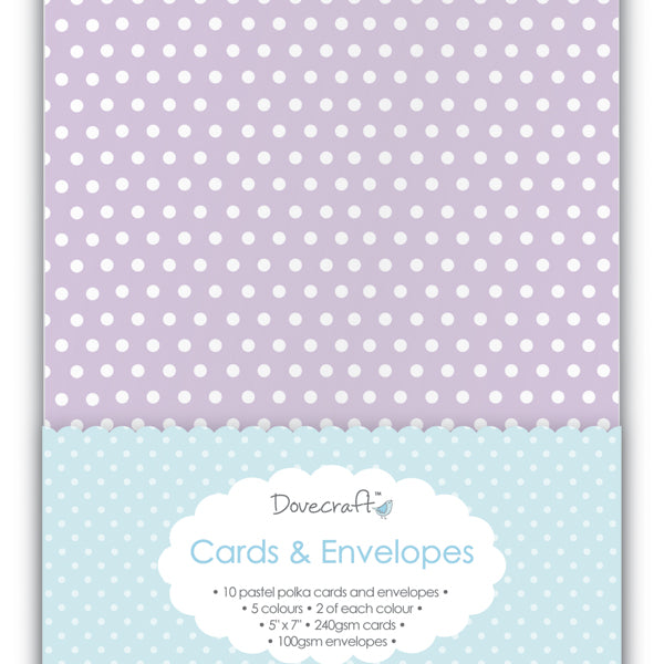 Dovecraft Pastel Polka Cards & Envelopes - 5''x7'' (8 Pack)