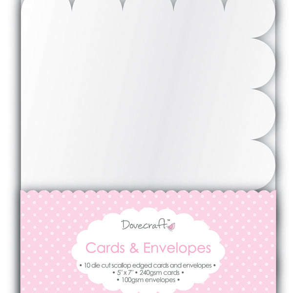Scallop Die Cut Rectangle Cards & Envelope 5X7 (10 Pack)