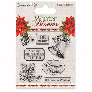 Dovecraft Winter Blooms Clear Stamps - Holly and B