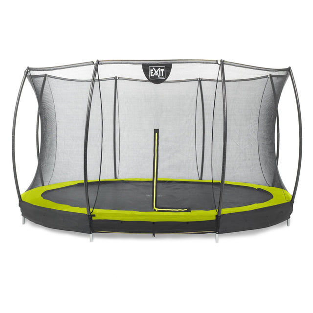 EXIT Silhouette Ground Trampoline - 14 Ft with Safety Net (Green)