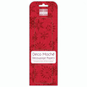 First Edition Deco Mache - Red Snowflakes