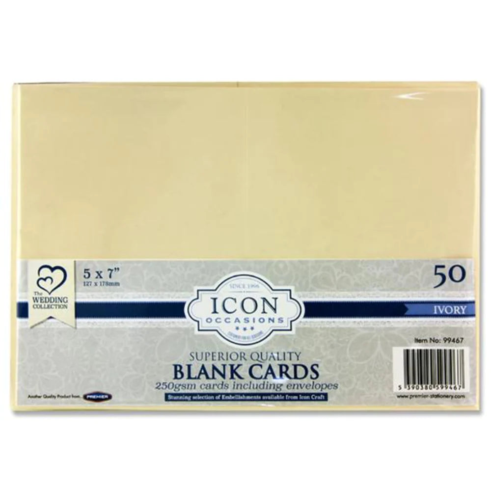 Icon 50 pack 5"x7" 250gsm Cards & Envelopes