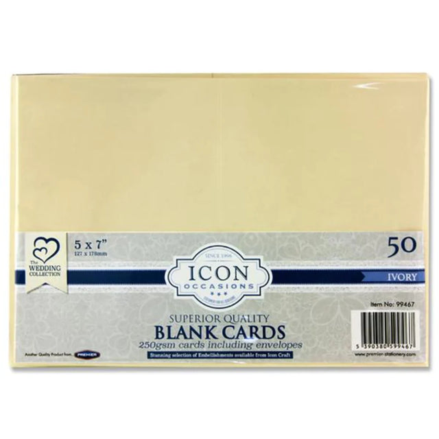 Icon 50 pack 5"x7" 250gsm Cards & Envelopes