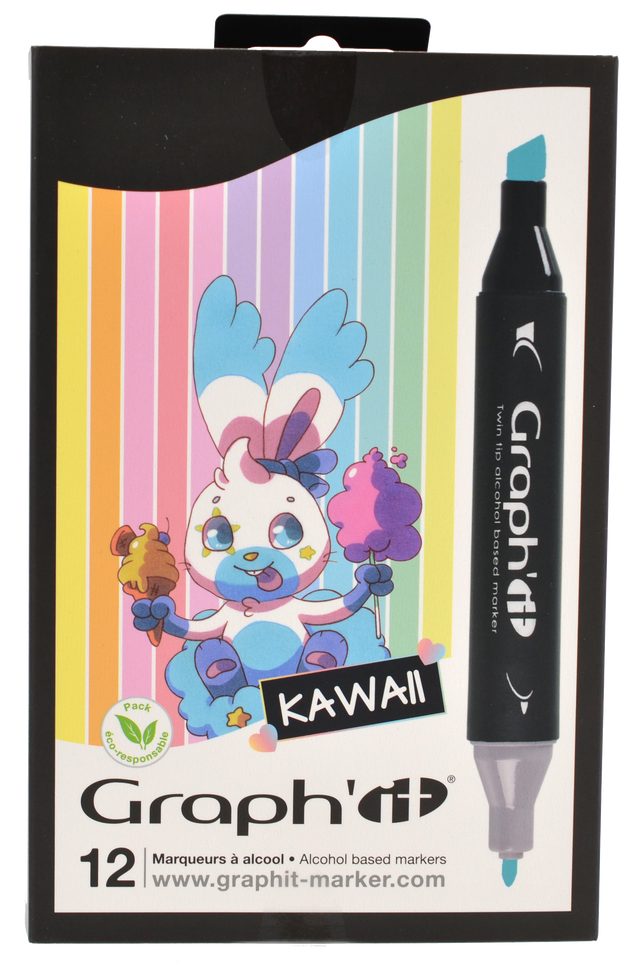 GRAPH'IT Double Ended Alcohol Markers - Kawaii (Set of 12)