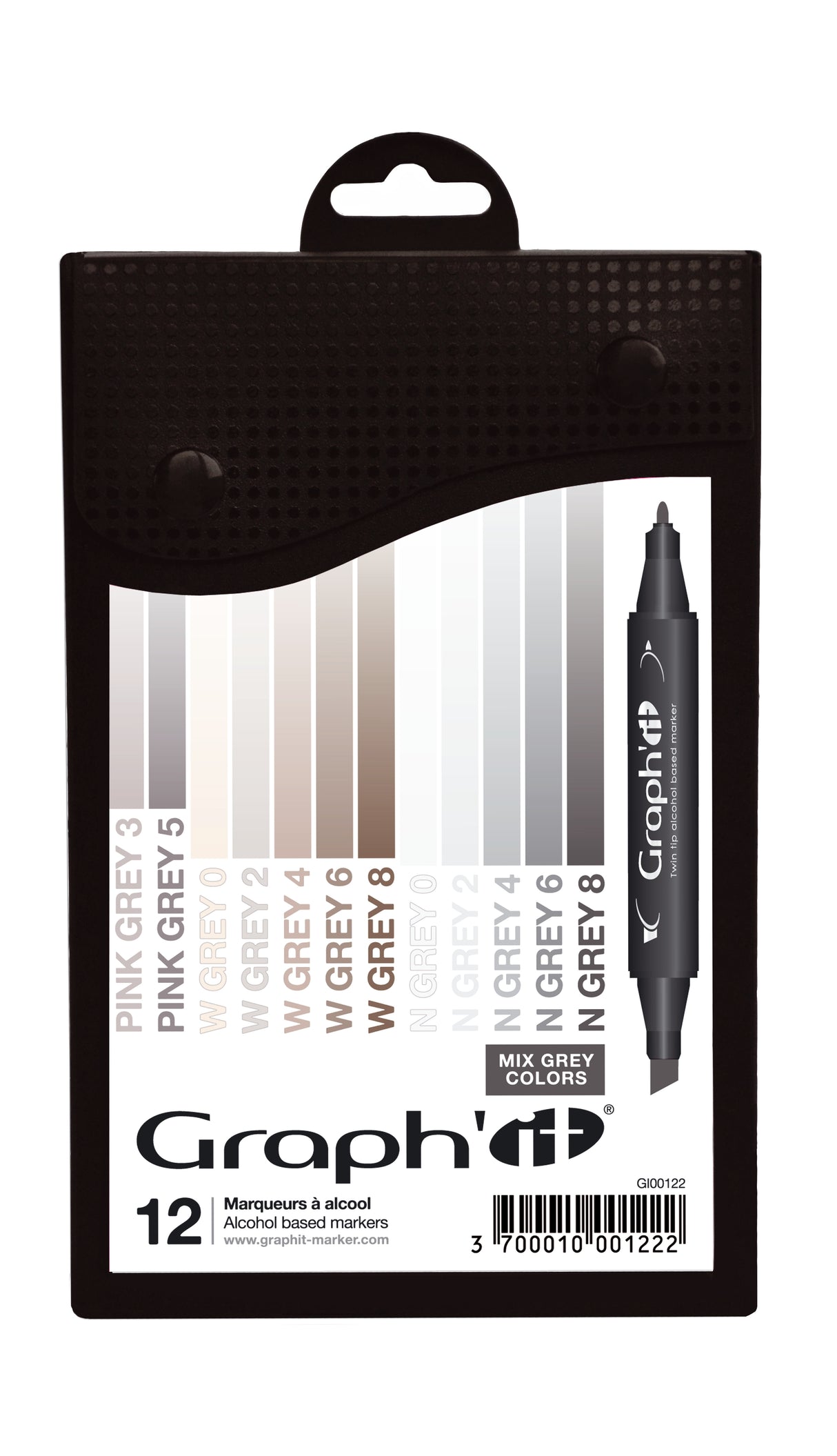 GRAPHIT Set of 12 markers - Mix Grey