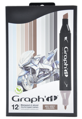 GRAPHIT Set of 12 markers - Mix Grey