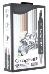 GRAPHIT Set of 12 markers - Mix Grey