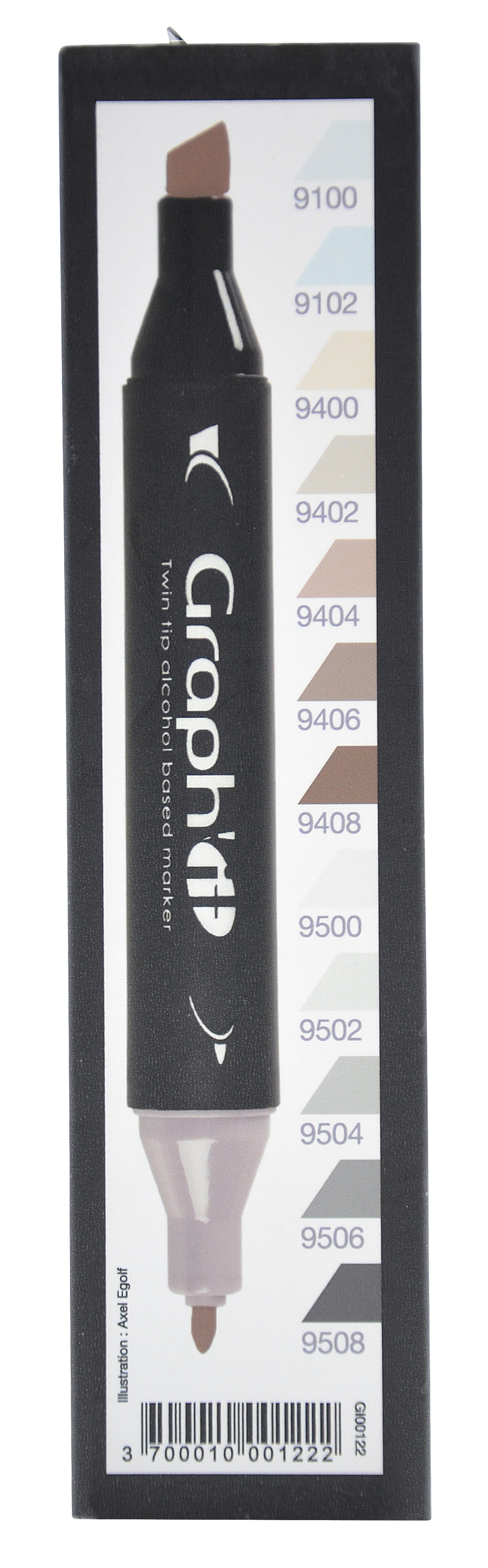 GRAPHIT Set of 12 markers - Mix Grey
