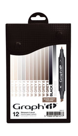 GRAPHIT Set of 12 markers-Warm Grey