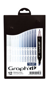GRAPHIT Set of 12 markers-Cool Greys