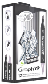 GRAPH'IT Double Ended Alcohol Markers - Neutral Grey (Set of 12)