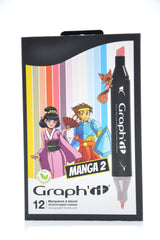 GRAPHIT Set of 12 Alcohol Markers- Manga Colours 2