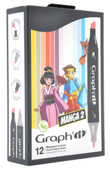 GRAPHIT Set of 12 Alcohol Markers- Manga Colours 2