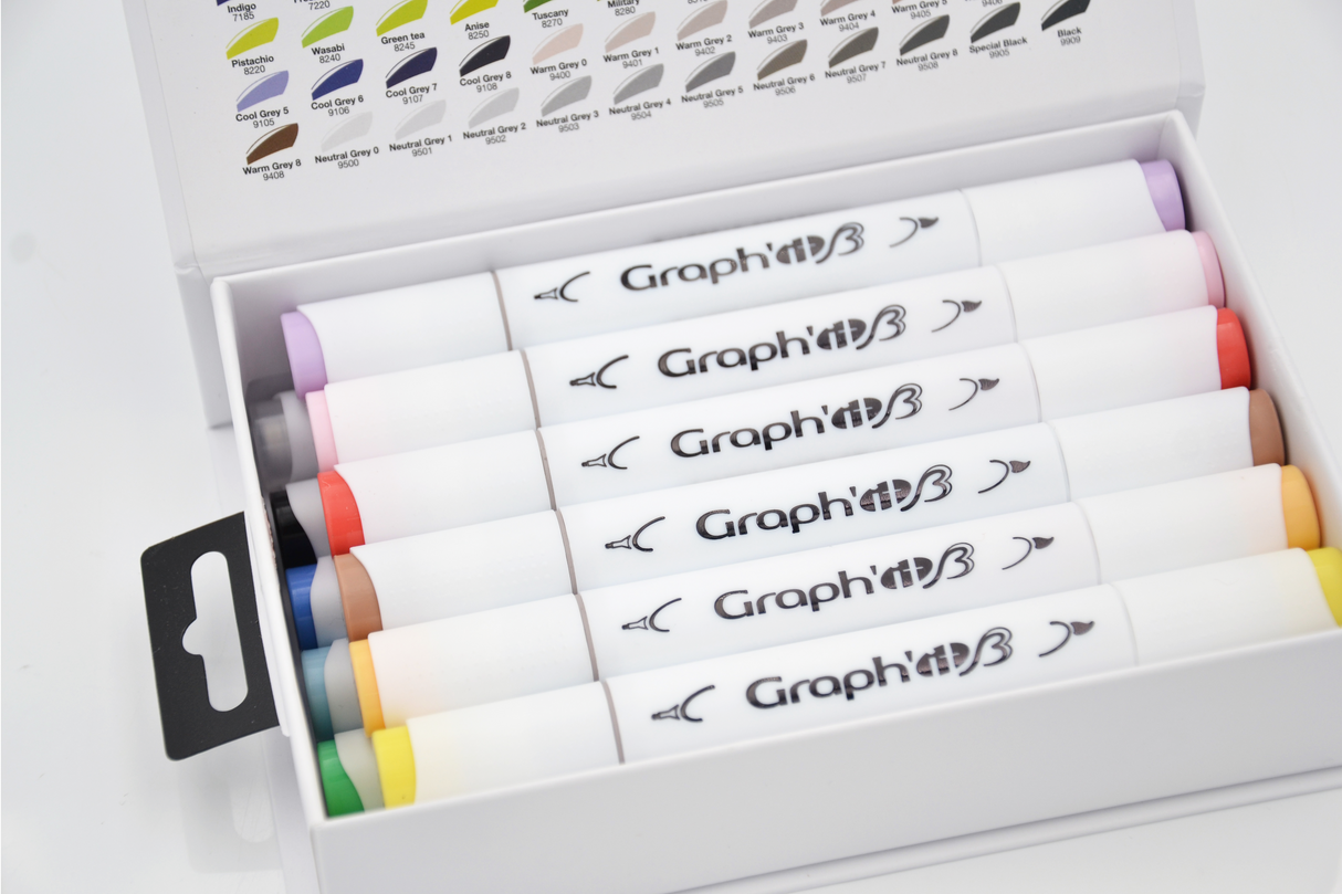 GRAPHIT BRUSH & EXTRA FINE Set 12 markers - Essent
