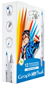 GRAPHIT BRUSH & EXTRA FINE Set 12 markers-Manga