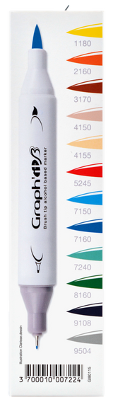 GRAPHIT BRUSH & EXTRA FINE Set 12 markers-Manga