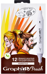 GRAPH'IT Double Tip Alcohol Brush Markers - Hairstyle (Set of 12)