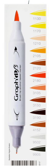 GRAPH'IT Double Tip Alcohol Brush Markers - Hairstyle (Set of 12)