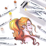 GRAPH'IT Double Tip Alcohol Brush Markers - Hairstyle (Set of 12)