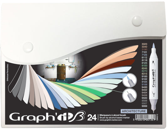 GRAPHIT BRUSH & EXTRA FINE Set 24 markers-Architec