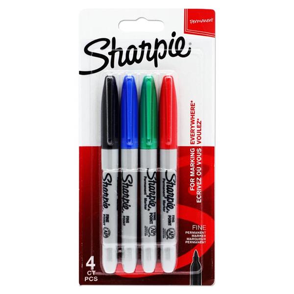 Sharpie 4 Fine Perm Markers- Asst Cols