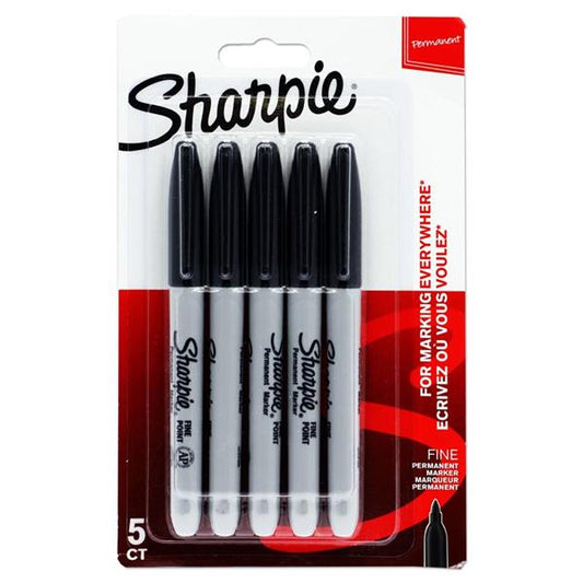 Sharpie 5 Fine Tip Markers Black
