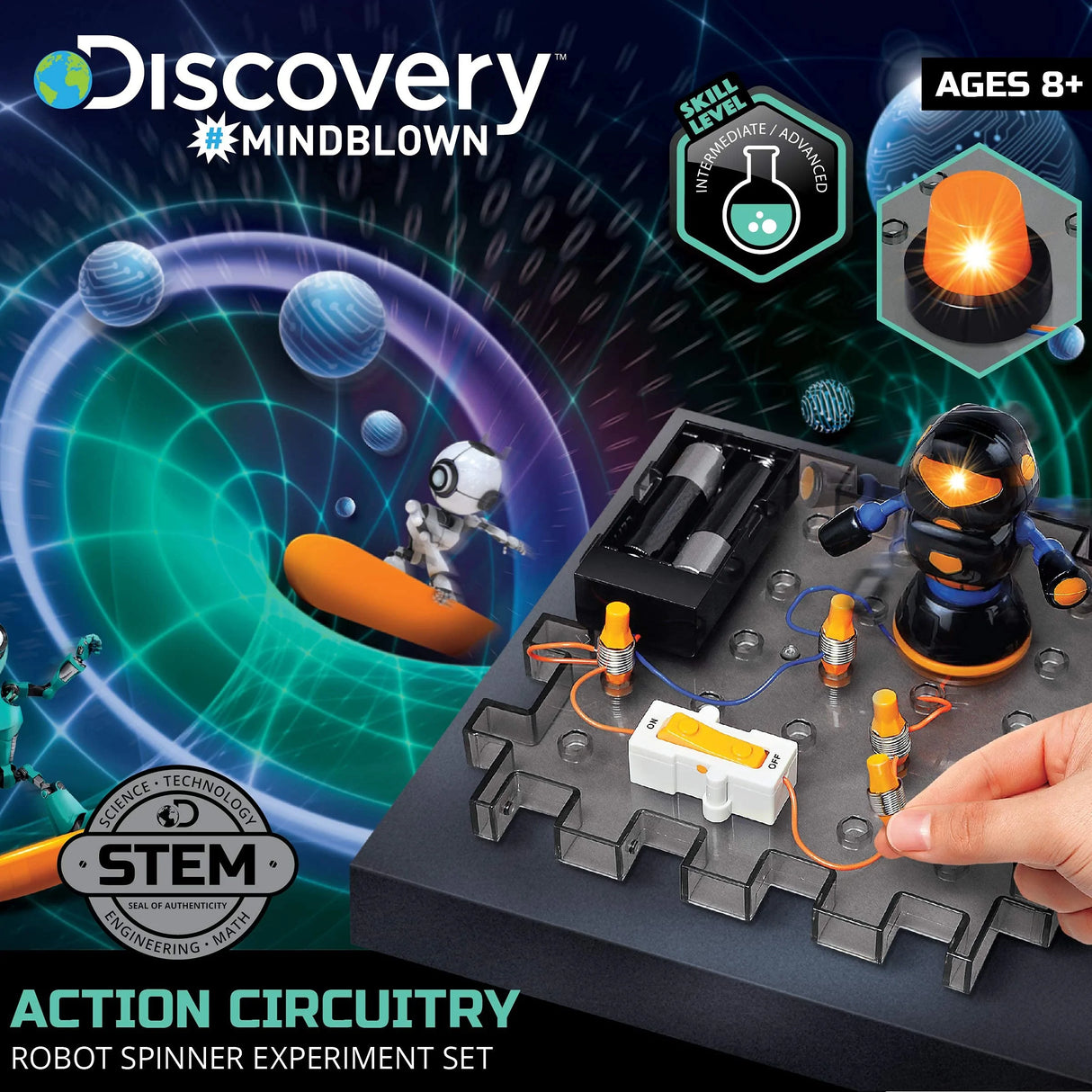 Discovery #Mindblown Action Circuitry Robot Spinner Experiment Set, with Mini Spinning Robot