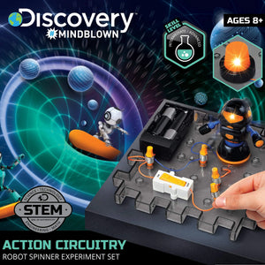 Discovery #Mindblown Action Circuitry Robot Spinner Experiment Set, with Mini Spinning Robot