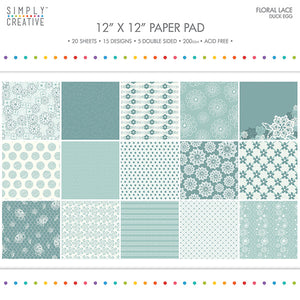 Simply Creative FSC Pad 12x12 Floral Lace-Duck Egg