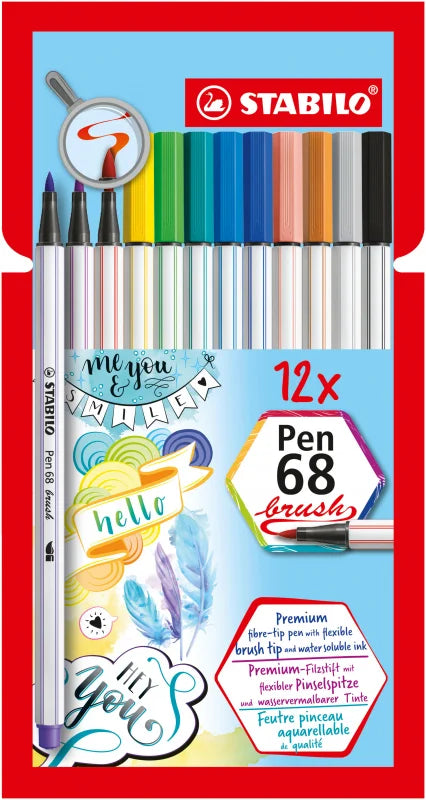 Premium felt-tip pen with brush tip STABILO Pen 68 brush