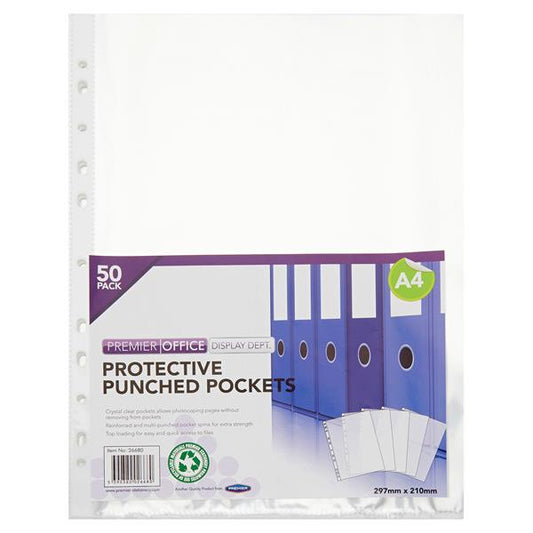 Pkt.50 A4 Punched Pockets