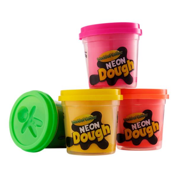 Woc 4x140g Pots Play Dough With Mould Lid - Neon