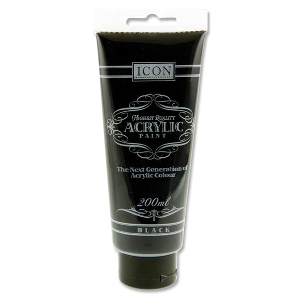 Icon Acrylic Paint 200ml-Black