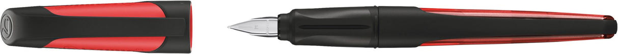 Ergonomic School Fountain Pen - STABILO EASYbuddy - M Nib - Black/Red