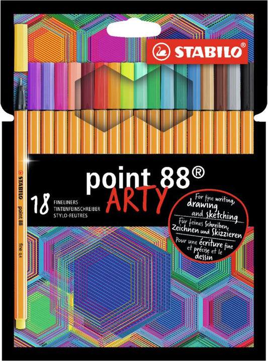Fineliner - STABILO point 88 ARTY - Wallet of 18 - Assorted Colours