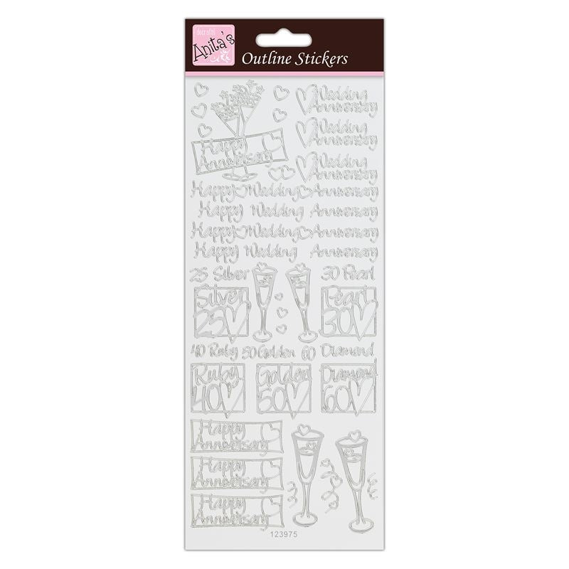 Outline Stickers - Wedding Anniverasry - Silver on
