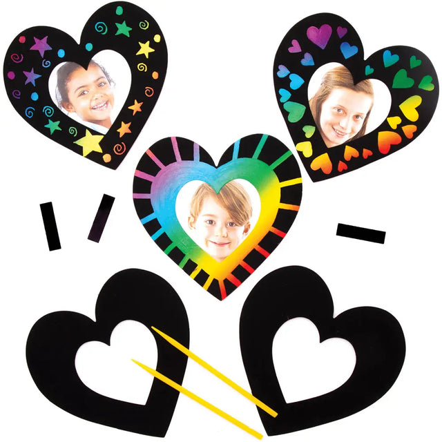 Heart Scratch Art Photo Frame Magnets (Pack Of 10)