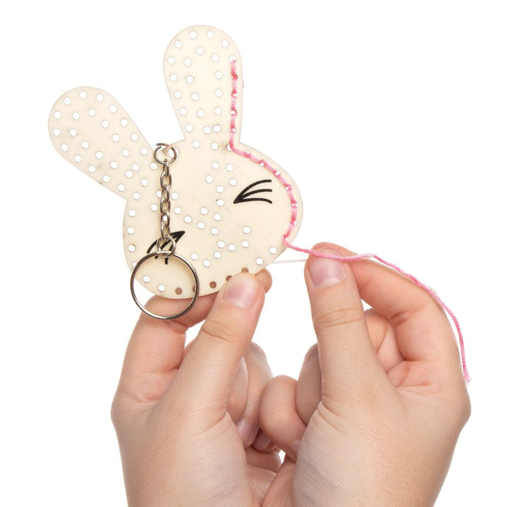 Easter Bunny Wooden Threading Keyring Kits-6