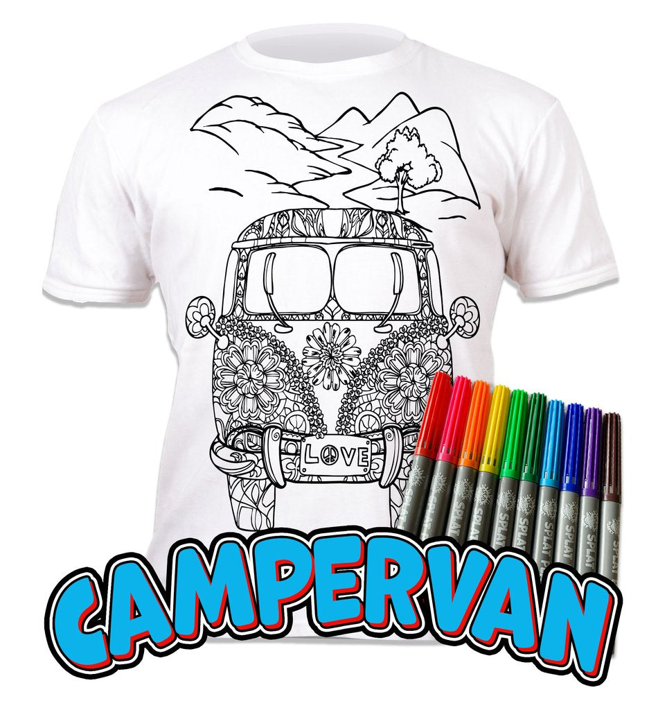 Splat Planet PYO T-Shirt: Campervan  (Size 7-8 Years)