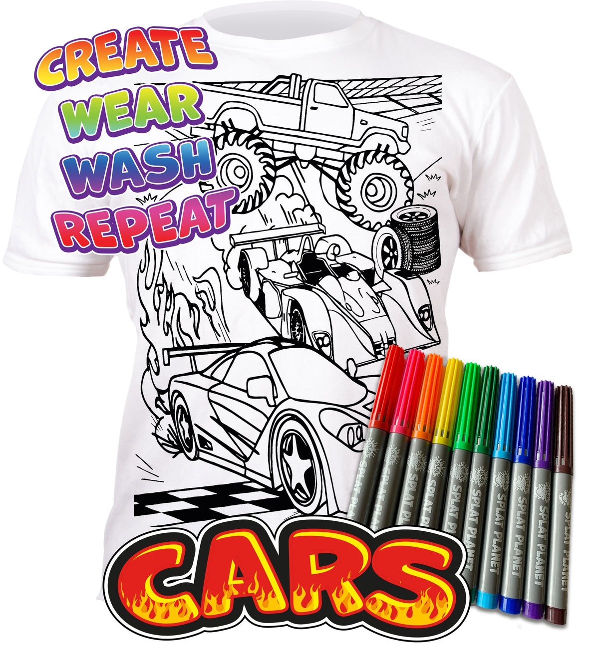 Splat Planet PYO T-Shirt: Cars (Size 3-4 Years)