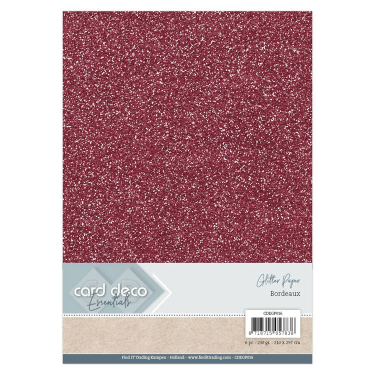 Card Deco Essentials Glitter Paper Bordeaux
