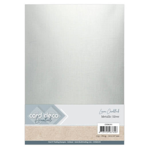 Card Deco Metallic Linnenkarton-Silver