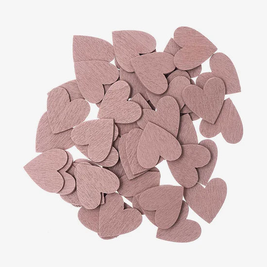 Wooden Heart Rose Gold 48 Pcs