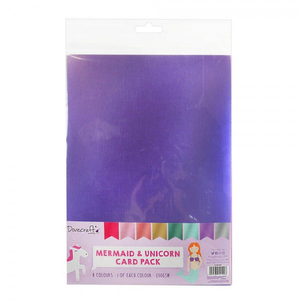 Dovecraft A4 250gsm Card Pack - Mermaid and Unicorn (8 Sheets)