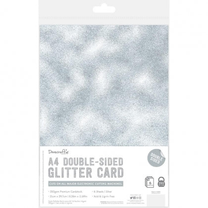 DC Glitter Card Silver- A4 Double Sided Sheets -