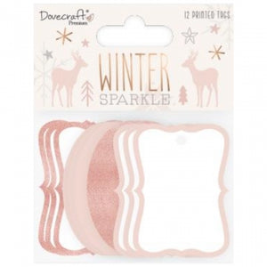 DC Winter Sparkle Rose Gold Glitter Tags