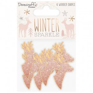 DC Winter Sparkle Glittered Wooden Shapes Stags