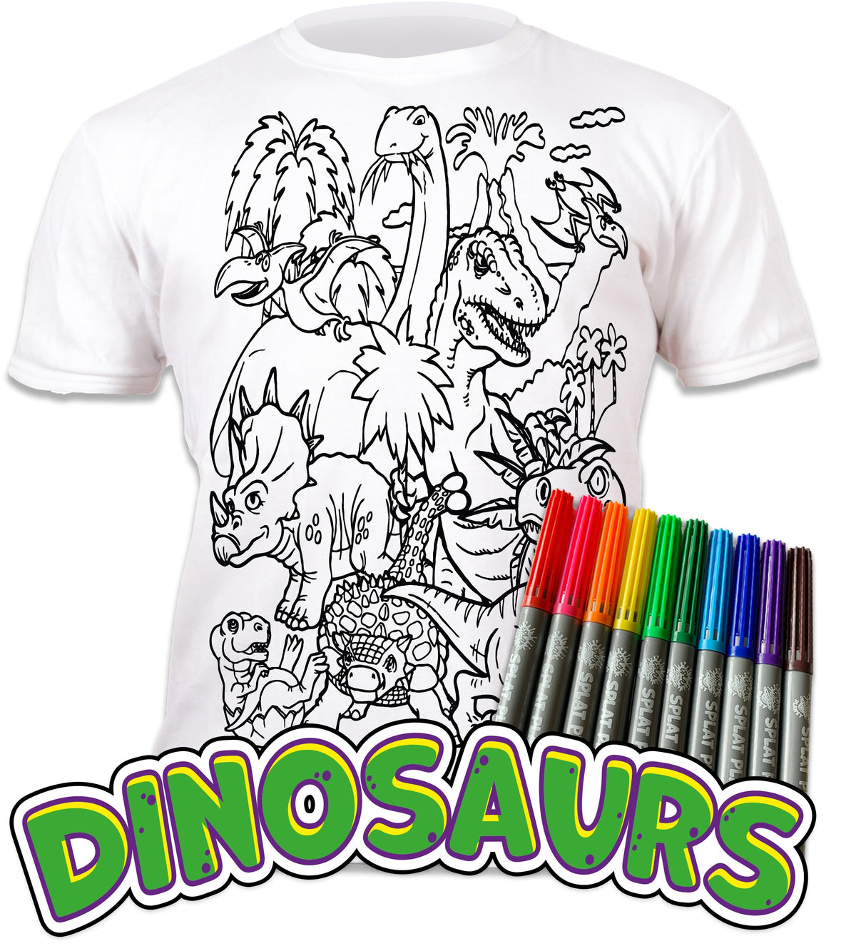 Splat Planet PYO T-Shirt: Dinosaurs  (Size 7-8 Years)