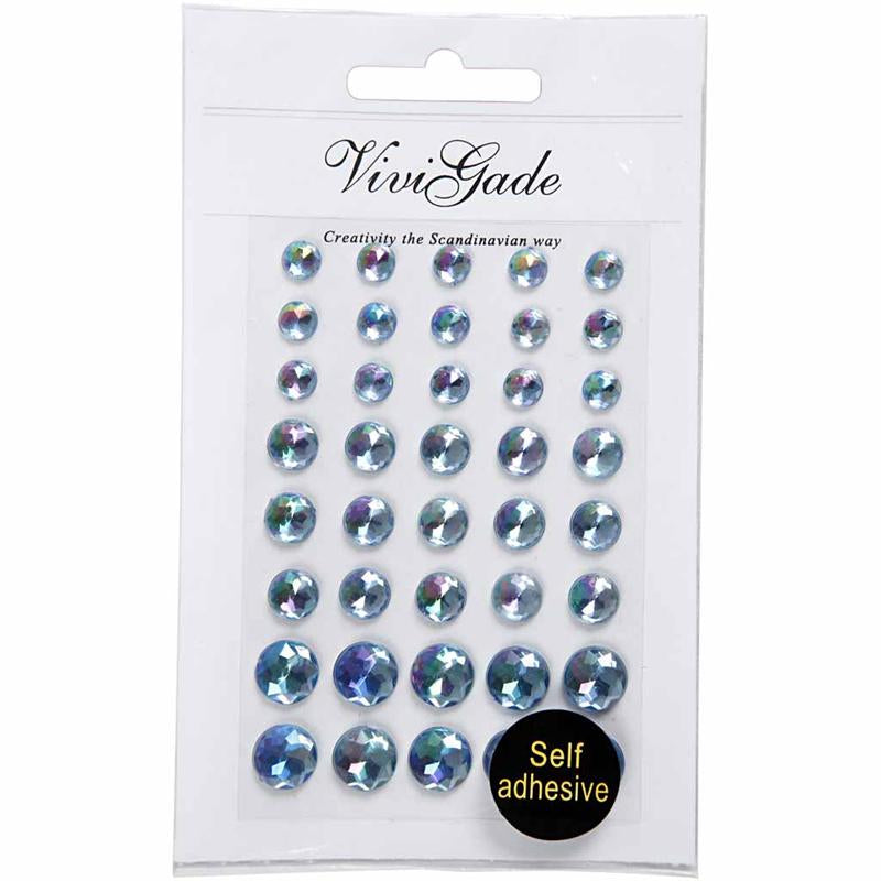 Rhinestones, 6+8+10 mm, Blue, 40