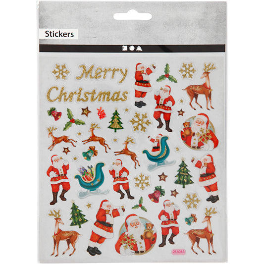 Stickers, Father Christmas and reindeer, 15x16,5cm